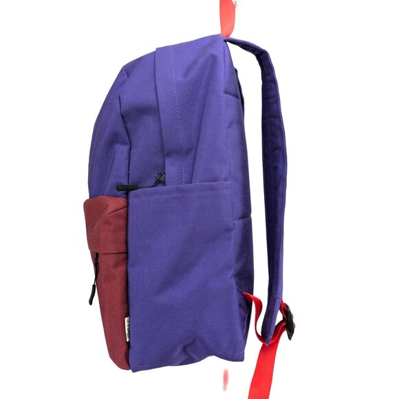 J. Stark Canvas Backpack Purple Brick Red Colorblock Laptop Bag 16" - Picture 4 of 11